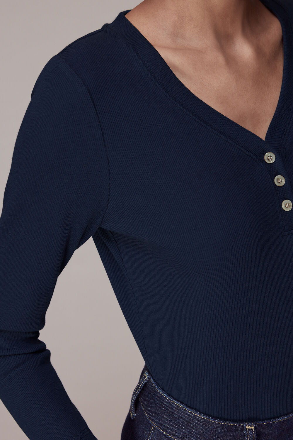 Paiton Ribbed Button Front Top